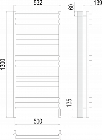 Прато П15 500х1300 электро (sensor quick touch) Полотенцесушитель  TERMINUS Волгодонск - фото 3
