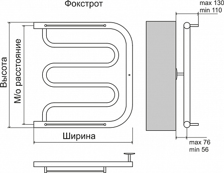 Фокстрот AISI 32х2 600х600 Полотенцесушитель  TERMINUS Волгодонск - фото 3