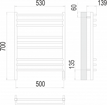 Соренто П9 500х700 электро (sensor quick touch) Полотенцесушитель  TERMINUS Волгодонск - фото 3