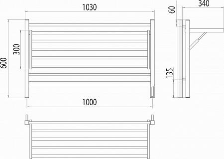 Горизонт П8 1000х600 электро КС ЧЕРНЫЙ МУАР (sensor quick touch) Полотенцесушитель TERMINUS Волгодонск - фото 5